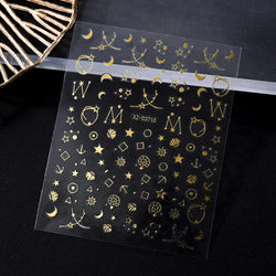 1pc 3D Gradient French Nail Stickers with Crown & Tassel Design Gold Silver Lines Self-Adhesive Nail Art Waterfall Manicure Foil (Online Order Only)
