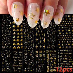 12PCS French Tassel Crescent Moon Arc Self Adhesive Nail Art Sticker 3D French Kiss Crescent Nail Stickers Lines Manicure Decals (ONLINE ORDER ONLY)
