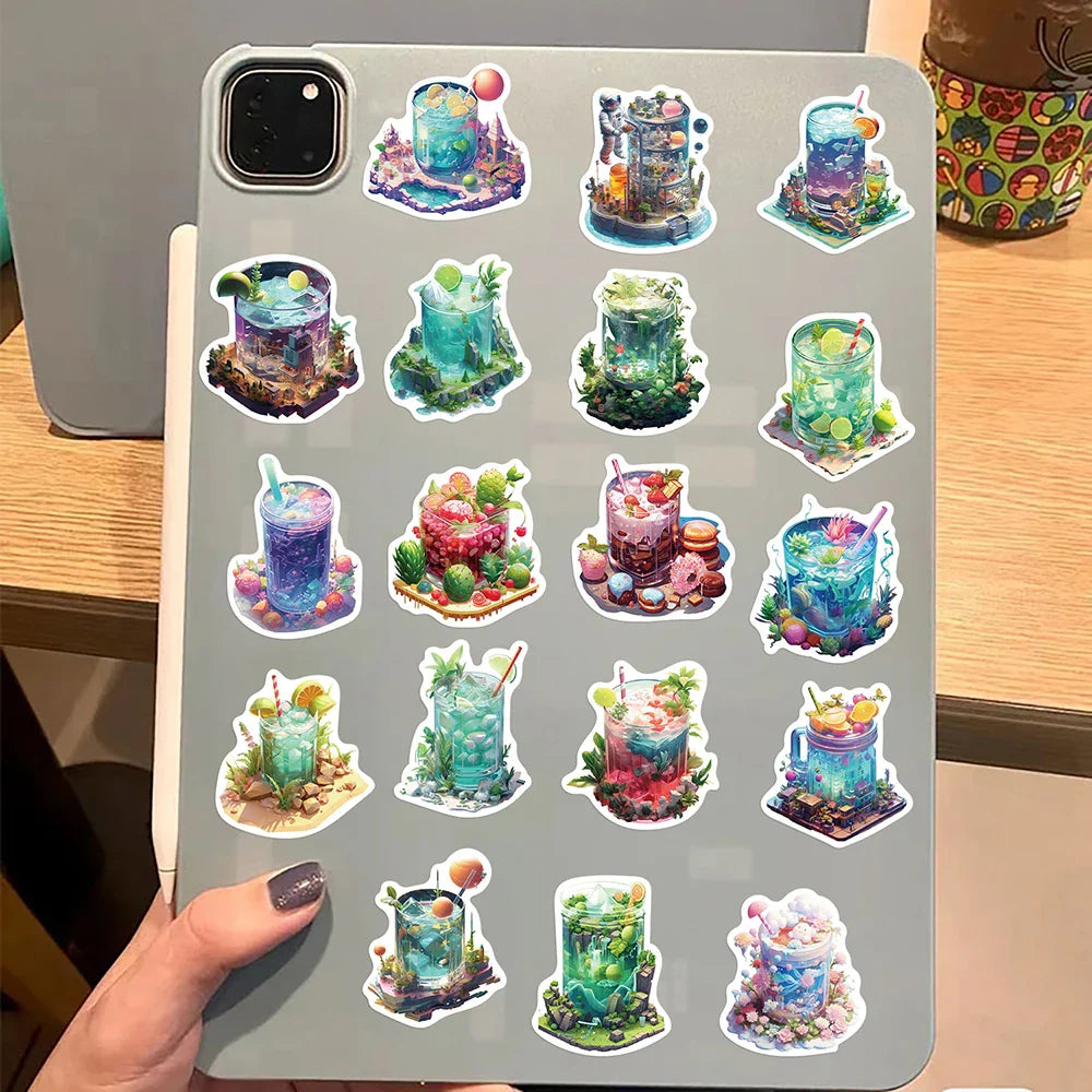 10/30/50PCS Kawaii Cup Drink World Stickers DIY Decoration Notebook Bike Suitcase Phone Fridge PVC Waterproof Decal Graffiti Toy (ONLINE ORDER ONLY)