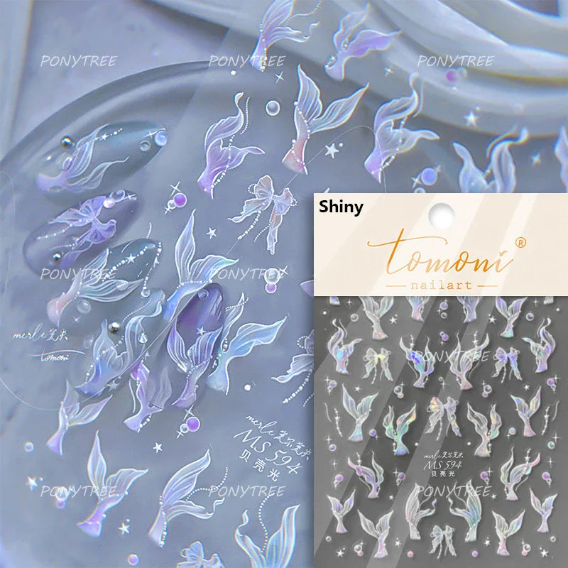 Infauna Jellyfish Conch Shell Starfish Octopus Coral Polypite Wishing Bottle Sea Self Adhesive Nail Art Stickers Manicure Decals (ONLINE ORDER ONLY)
