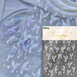 Infauna Jellyfish Conch Shell Starfish Octopus Coral Polypite Wishing Bottle Sea Self Adhesive Nail Art Stickers Manicure Decals (ONLINE ORDER ONLY)