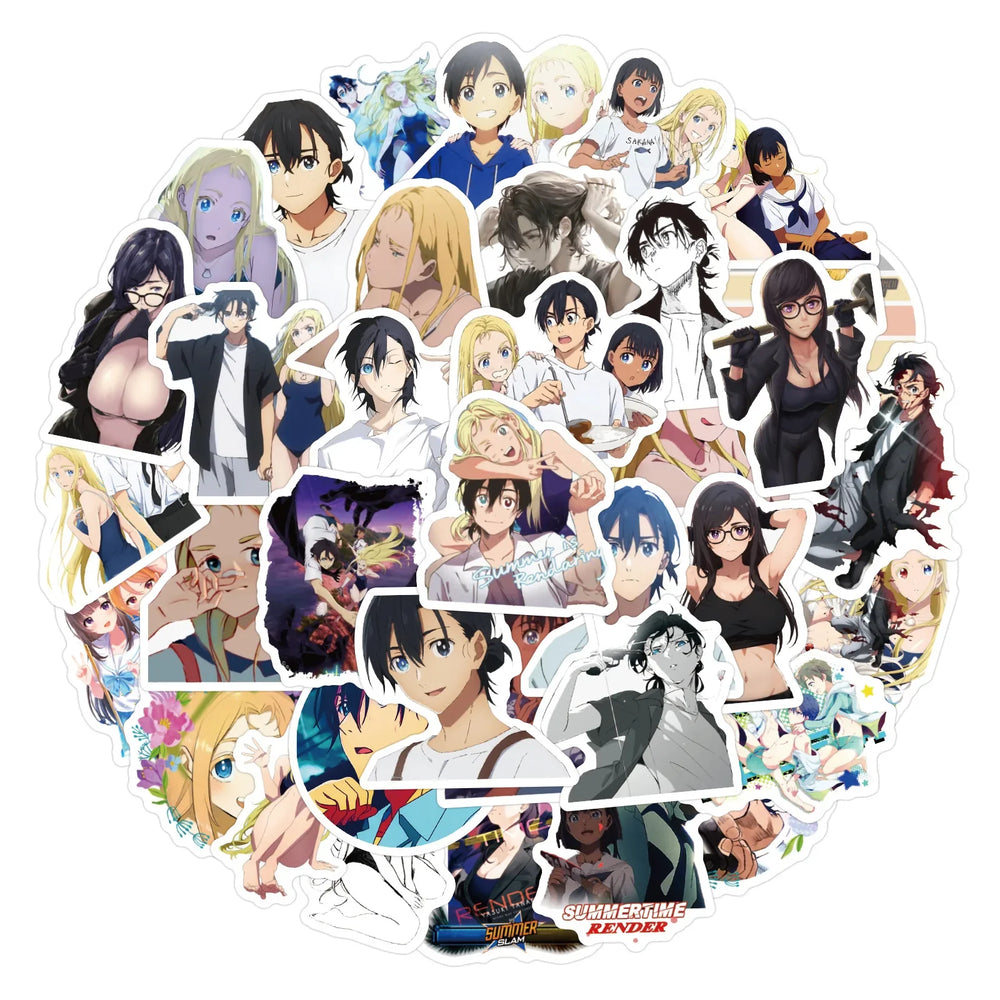 10/30/60PCS Summer Time Rendering Stickers Funny Anime Sticker Scrapbook Luggage Laptop Guitar Bike Skatebaord Cartoon Decals (ONLINE ORDER ONLY)