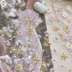 Colourful Daisy Cosmos Hot Stamping Petal Delicate and Pretty Plant Self Adhesive Nail Art Decoration Stickers Manicure Decals (ONLINE ORDER ONLY)