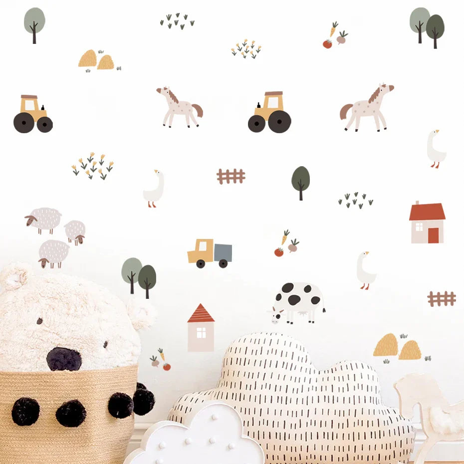 Boho Cute Cow Watercolor Wall Decals for Kids Nursery Bedroom (Online Order Only)