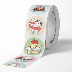 100-500pcs Cartoon Cat Stickers Round Adhesive Labels For Kids Children Teacher Prize Business Gift Wraps Decorative Stickers (ONLINE ORDER ONLY)