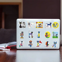 50PCS Kawaii Cute Pete The Cat Sticker Funny Cartoon Stickers For Decorative Scrapbook DIY Child Phone Stationery Supply for Kid (ONLINE ORDER ONLY)