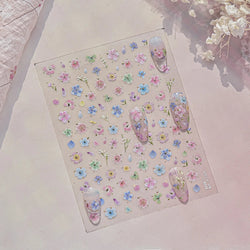 Colourful Dried Flower Petal Texture Peach Blossom Orchid Fragrant Bouquet 5D 3D Self Adhesive Nail Art Stickers Manicure Decals (ONLINE ORDER ONLY)