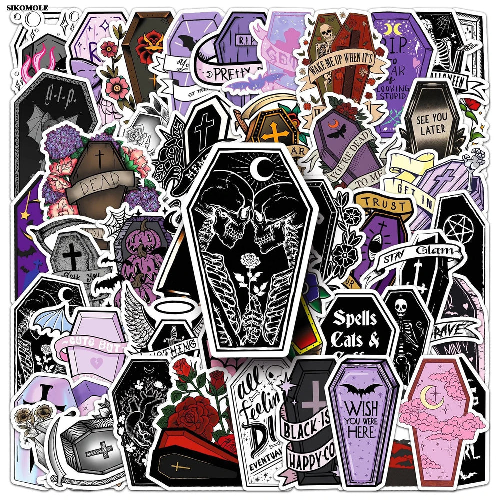 Gothic Graffiti Stickers Halloween Vampire Coffin Skateboard Laptop Decals (ONLINE ORDER ONLY)