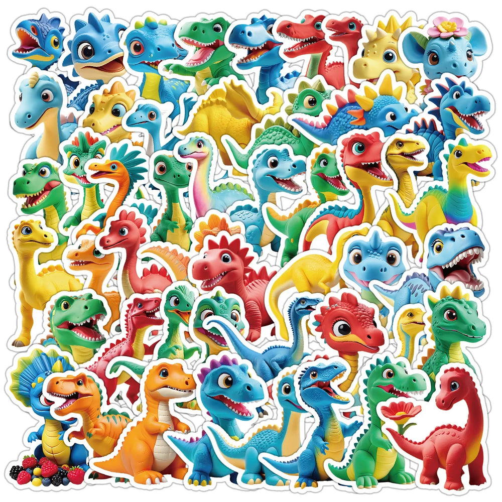 10/50pcs Cute Cartoon Dinosaur Stickers Aesthetic Kawaii Animals for Kids Water Bottle Phone Fridge Laptop Stationery Stickers (Online Order Only)
