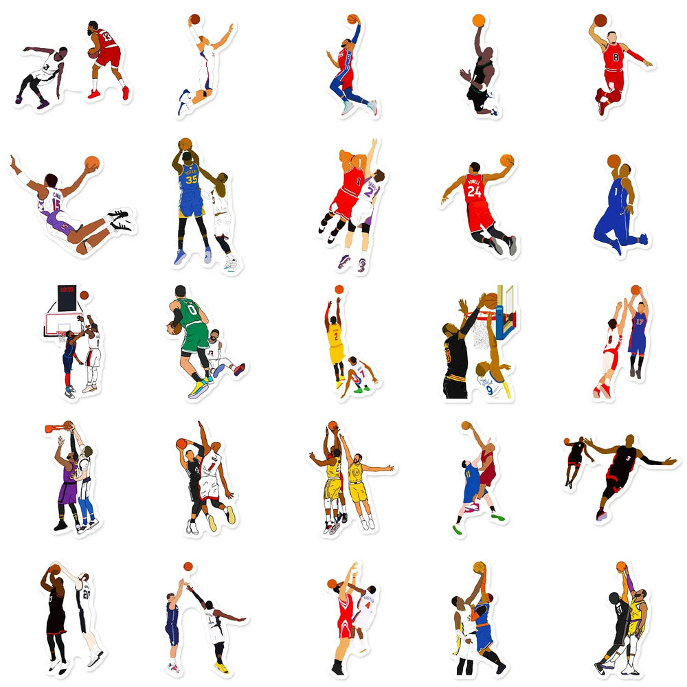 50pcs Classic Action Basketball Collection Motorcycle Car Hood Helmet Suitcase Guitar Waterproof Sticker (Online Order Only)