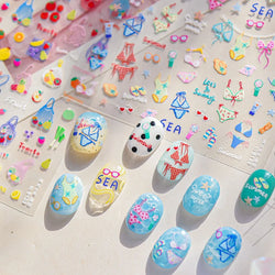 Colorful Swimsuit Bikini Fresh String Bag Vegetables Fruits Summer Beach Underwear Sunscreen Nail Art Stickers Manicure Decals (ONLINE ORDER ONLY)