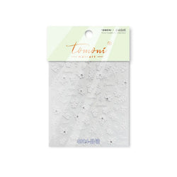 Wet Garden White Flower Leaves Elegant Beautiful Petal Delicate 5D 3D Charming Spring Adhesive Nail Art Stickers Manicure Decals (ONLINE ORDER ONLY)