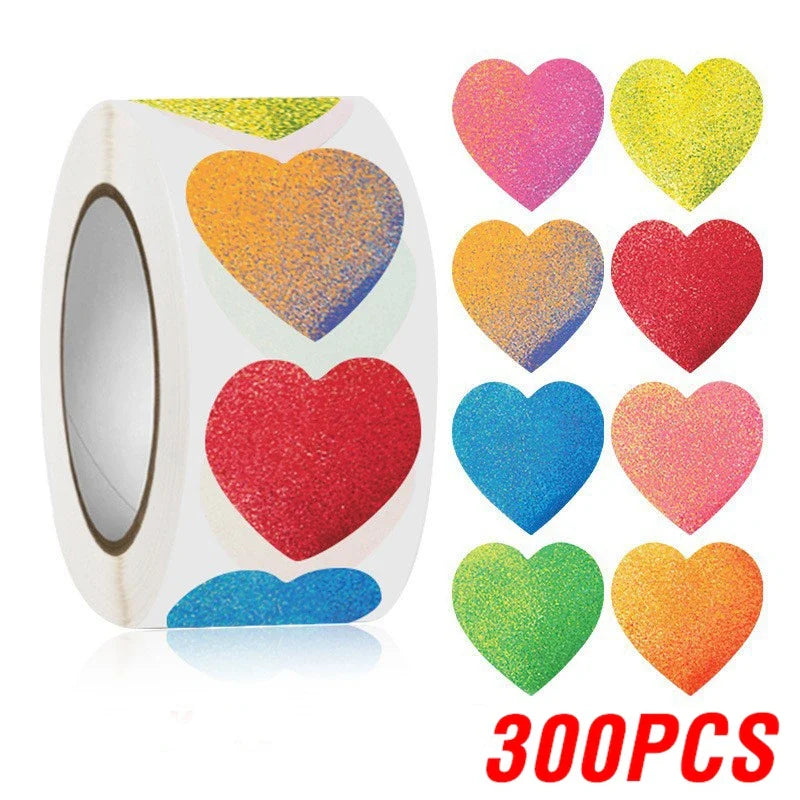 100-500pcs Color Valentine's Day Heart Sticker 1inch Birthday Party Gift Packaging Seal Sticker Baking Label (Online Order Only)
