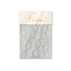 Gradient Coloredful Flower Petal Green Leaf Dreamy Shiny Chinese Rose Fantasy Relief Adhesive Nail Art Stickers Manicure Decals (Online Order Only)
