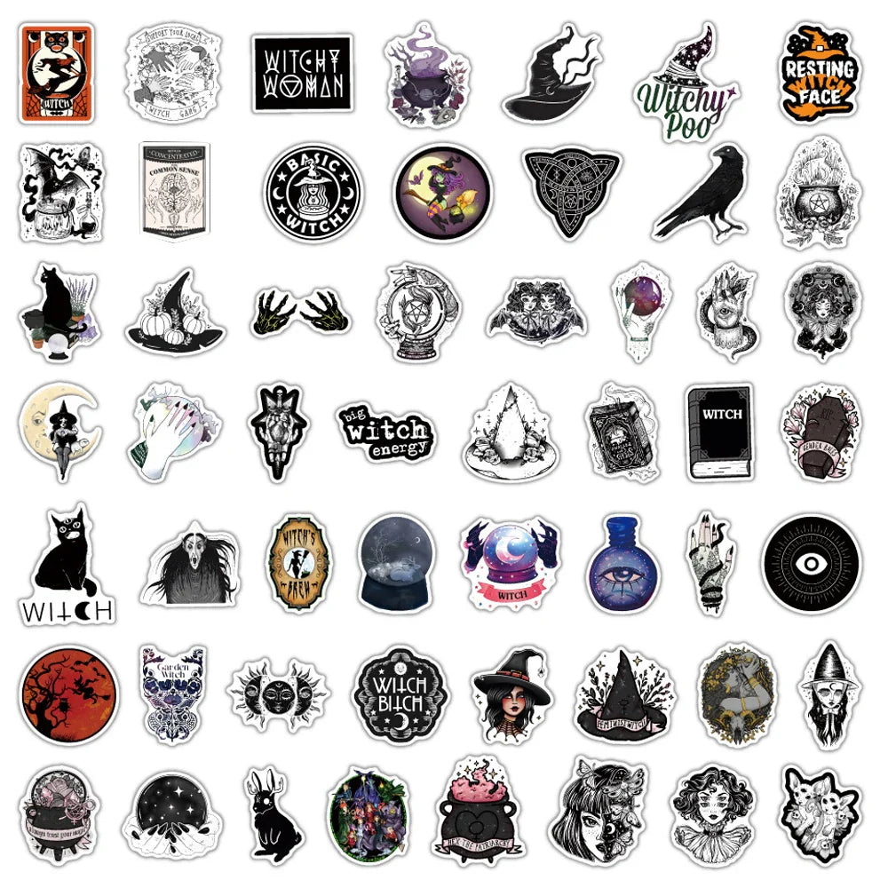 10/30/50/100pcs Gothic Magic Witch Apothecary Stickers Laptop Luggage Skateboard Motorcycle Guitar Phone Cool Sticker Kid Toy (ONLINE ORDER ONLY)