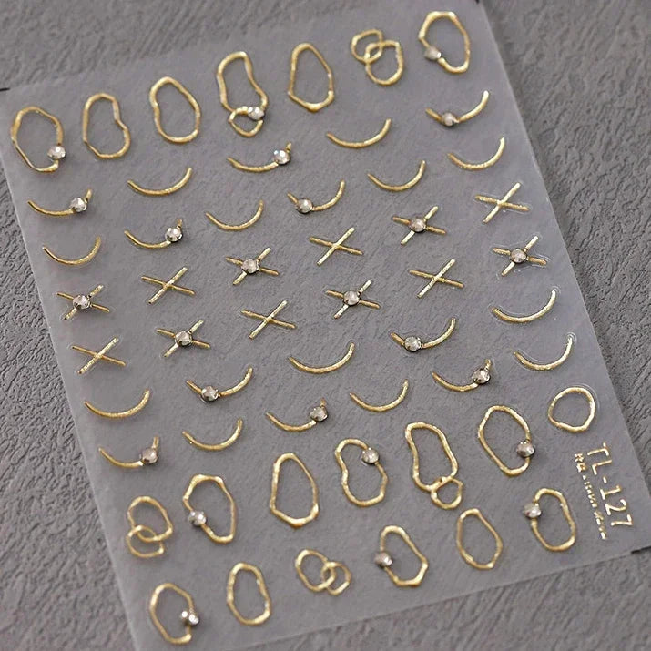 Chinese Style Gold Stamped God Deer Moon Auspicious Clouds Crane Lotus Flower 3D Self-adhesive Nail Art Stickers Manicure Decals (ONLINE ORDER ONLY)