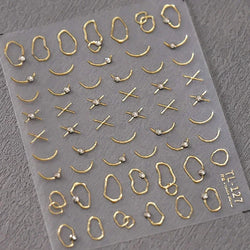 Chinese Style Gold Stamped God Deer Moon Auspicious Clouds Crane Lotus Flower 3D Self-adhesive Nail Art Stickers Manicure Decals (ONLINE ORDER ONLY)