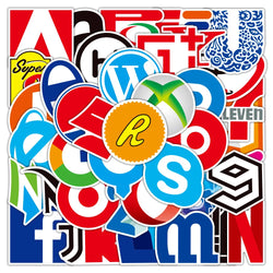 50pcs Cartoon Graffiti Letter Stickers for Laptop, Motorcycle, Phone, Kids Toys (Online Order Only)