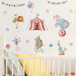 Watercolor Circus Elephant Mouse Rabbit Wall Stickers Kids Nursery Decor (Online Order Only)