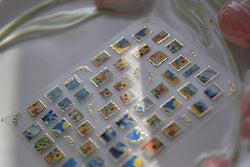 Hot Stamping Colourful Sunflower Starry Night Impressionism Embossment Adhesive Nail Art Sticker Shiny Rhinestone Manicure Decal (Online Order Only)