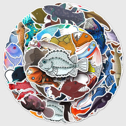 Cartoon Deep-Sea Fish Stickers PVC Waterproof Skateboard Notebook Graffiti Toy (Online Order Only)