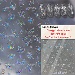 Butterfly Peach Blossom Flowers Lantern Star Tassel Pendant Gold Hot Stamping Self Adhesive Nail Art Stickers Manicure Decals (ONLINE ORDER ONLY)
