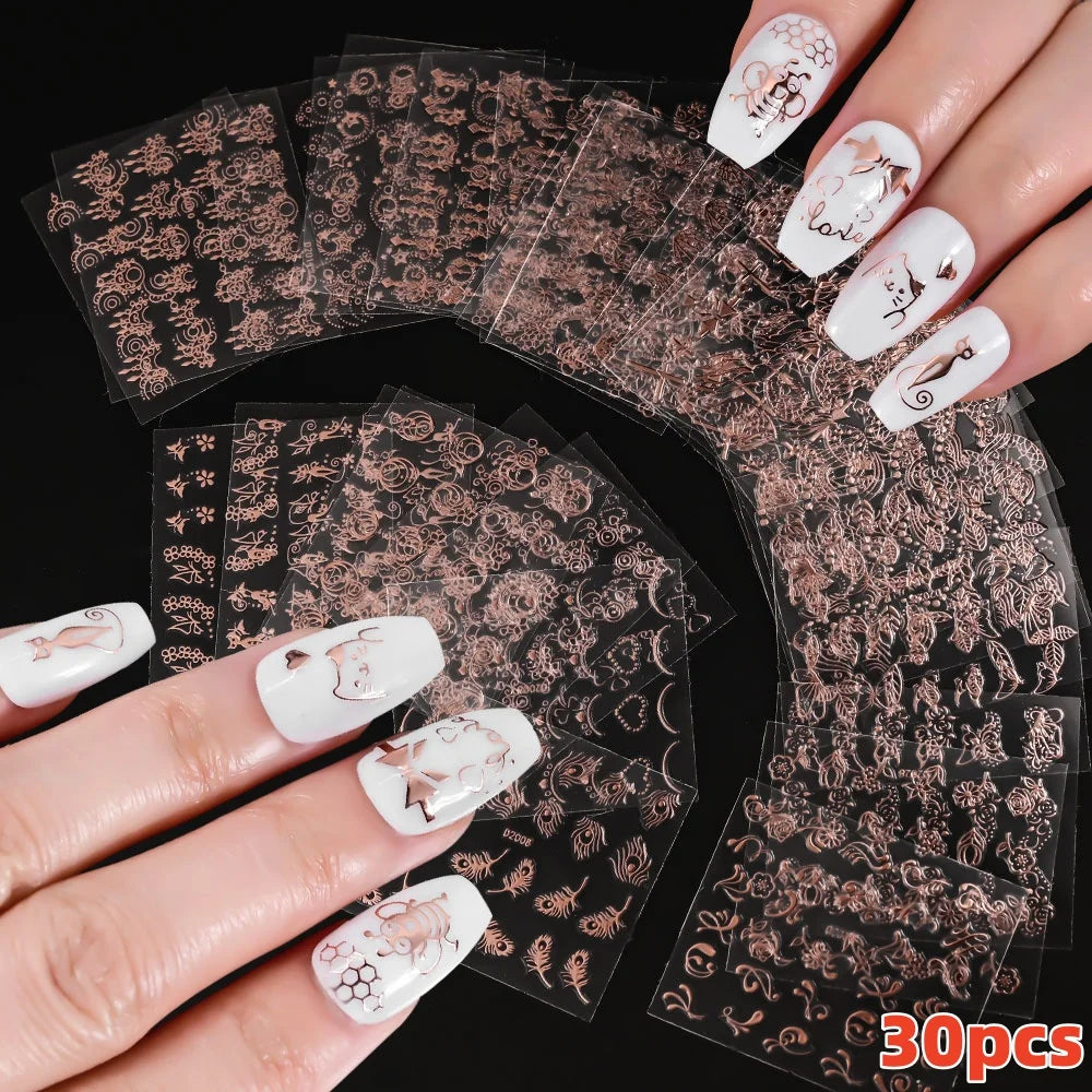 20pcs Laser Shining Aurora Shell Butterfly Nail Stickers 5D Nail Art Design Decals DIY Manicure Y2K Bronzing Stickers For Nails* (ONLINE ORDER ONLY)