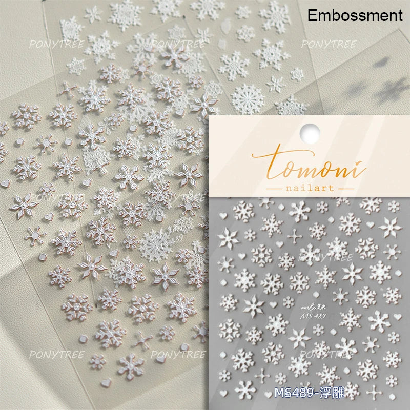Snowflake Butterfly Rhinestone Shiny Totem Self Adhesive Nail Art Stickers Romantic Charm Chic Rose Flower Pearl Manicure Decals (ONLINE ORDER ONLY)