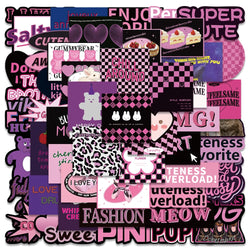 55PCS Y2K Black Purple Bear VSCO Stickers for Laptop, Phone, Luggage, Notebook, Car, Motorcycle (Online Order Only)