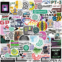 Cartoon Chat GPT Programming Stickers - 10/30/60pcs Waterproof Decals for Laptop, Phone, Skateboard, Motorcycle (Online Order Only)