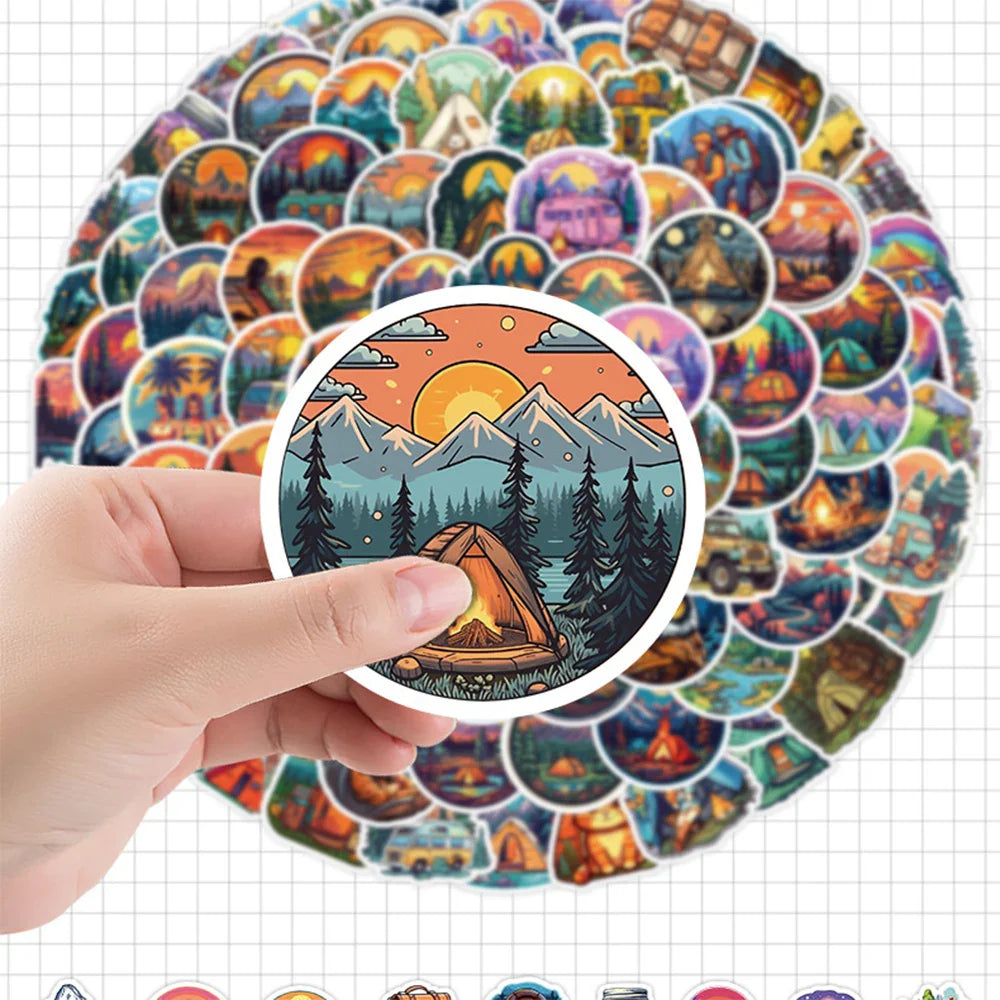 10/30/50/100pcs Mountain Camping Sunrise and Sunset Peaceful Sticker Packs (ONLINE ORDER ONLY)