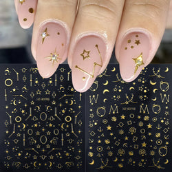 1pc 3D Gradient French Nail Stickers with Crown & Tassel Design Gold Silver Lines Self-Adhesive Nail Art Waterfall Manicure Foil (Online Order Only)