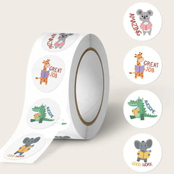 100-500pcs Round 1inch Cartoon Animal stickers for kids Teacher Reward Encourage Sticker Office Stationery (Online Order Only)