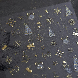 Hot Stamping Christmas Tree Bell Bowknot Cane Snowman Star Adhesive Nail Art Stickers Snowflake Glitter Powder Manicure Decals (ONLINE ORDER ONLY)
