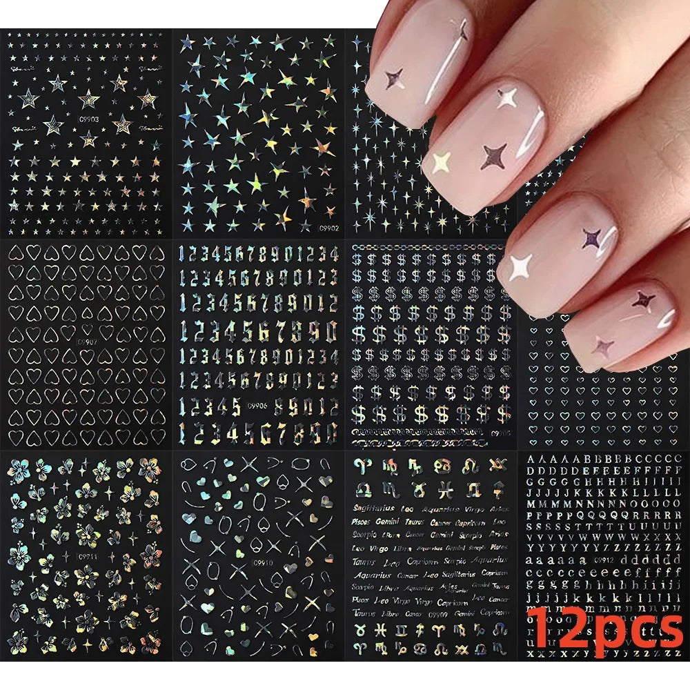 12PCS French Tassel Crescent Moon Arc Self Adhesive Nail Art Sticker 3D French Kiss Crescent Nail Stickers Lines Manicure Decals (ONLINE ORDER ONLY)