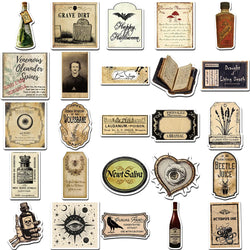 10/30/50PCS Vintage Horror Poison Label Stickers Gothic Pharmacist Decals Waterproof Graffiti Toys DIY Skateboard Scrapbook Bike (ONLINE ORDER ONLY)