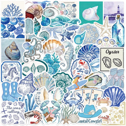50PCS The Coastal Girl Stickers Skateboard Notebook Luggage Phone Car Sticker Toy Kawaii Cartoon Shell Crab Shrimp Decals (ONLINE ORDER ONLY)