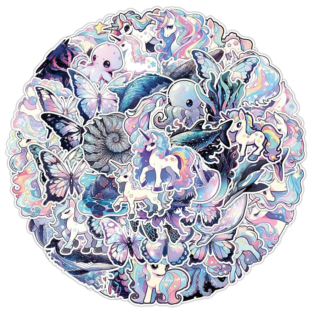 10/30/50pcs Cute Unicorn Graffiti Aesthetic Stickers Cartoon Decals Notebook Laptop Phone Suitcase Decoration Sticker Kids Toys (ONLINE ORDER ONLY)