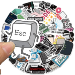 50PCS Cool Engineer Programming Network Coding Hacker MEME Stickers Vinyl DIY Computer Laptop Motorcycle Helmet Car Sticker (Online Order Only)