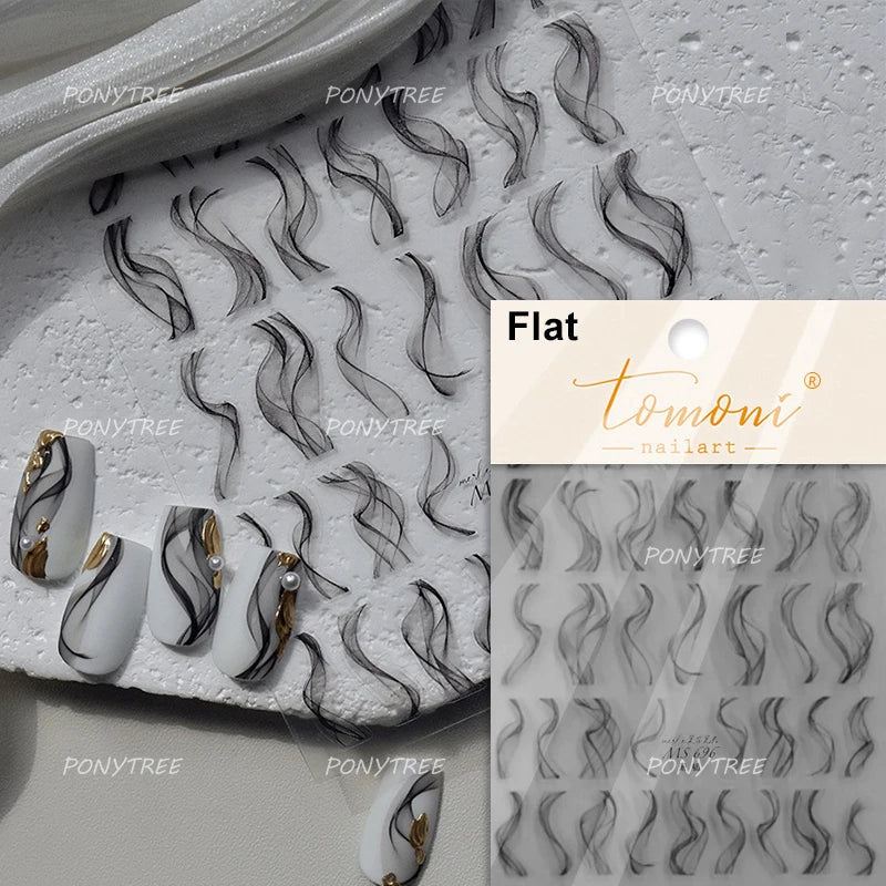 Golden Ink Brush Hot Stamping Irregular Lines Texture Sensation Moon Advanced Feeling Adhesive Nail Art Sticker Manicure Decals (Online Order Only)