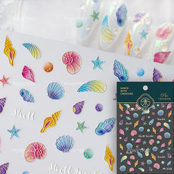 Romantic Mermaid Tail Water Bubbles Seahorse Shell Starfish Coral Pearl Pendant Self Adhesive Nail Art Stickers Manicure Decals (Online Order Only)
