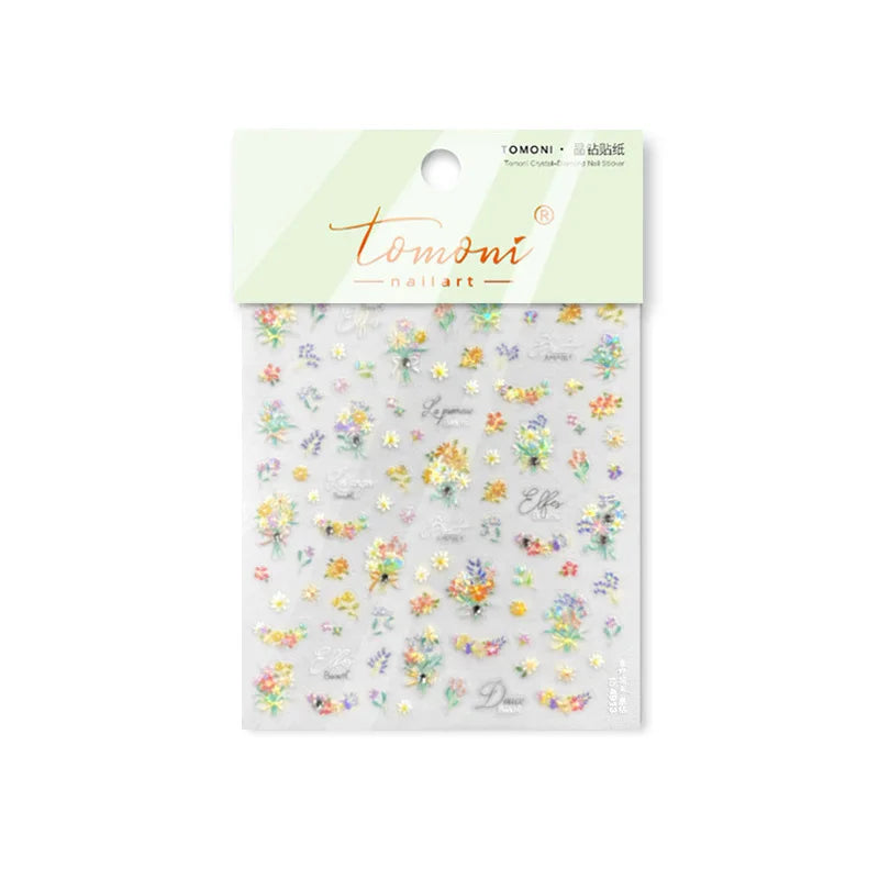 Colourful Field Bouquet Flower Spring Field Violet Daisy Bowknot Butterfly 5D Relief Adhesive Nail Art Stickers Manicure Decals (ONLINE ORDER ONLY)