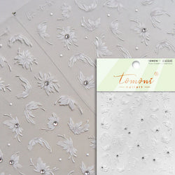 Charming White Shiny Pearl Rhinestone Wings Feathers Crown Moon Stars 3D Self Adhesive Nail Art Sticker Manicure Decal Wholesale (ONLINE ORDER ONLY)