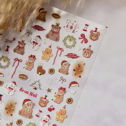 Santa's Hat Candy Santa Claus Christmas Tree Bell Elk 5D Self Adhesive Nail Art Stickers Button Snowflake Cherry Manicure Decals (ONLINE ORDER ONLY)