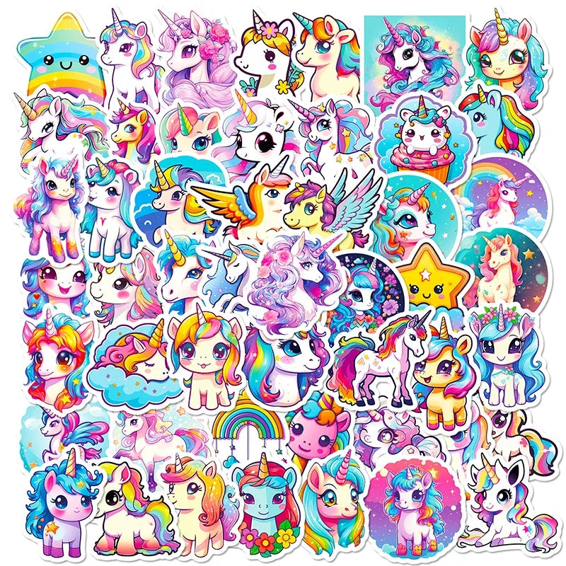 10/30/50PCS Unicorn Flight PVC Sticker Aesthetic Decoration Scrapbooking Children's Korean Stationery School Supplies for Kids (Online Order Only)