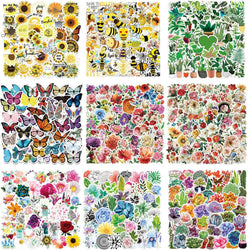 50pcs Sunflower Bee Waterproof Stickers for Laptop, Phone, Car, Skateboard Decoration (Online Order Only)