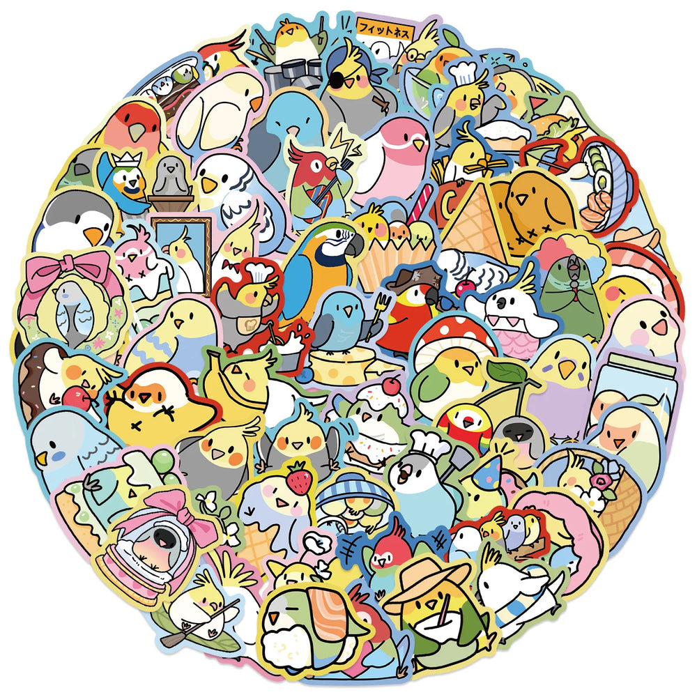 10/30/70PCS Parrot Cartoon Stickers Cute Parrot Decals Animal Graffiti Kids Toys Fridge Luggage Laptop Phone Guitar Bike Sticker (ONLINE ORDER ONLY)
