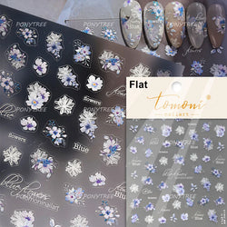 Vibrant and Lively Pullulate Purple Blue Snow Orchid Flower Garden Springtime Adhesive Nail Art Sticker Chic 3D Manicure Decals (Online Order Only)
