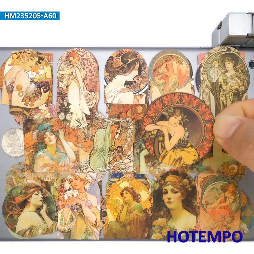 20/30/60Pieces Mucha Style Fairy Oil Painting Beautiful Girls Stickers for Phone Scrapbook Diary Luggage Car Laptop Sticker Toys (ONLINE ORDER ONLY)