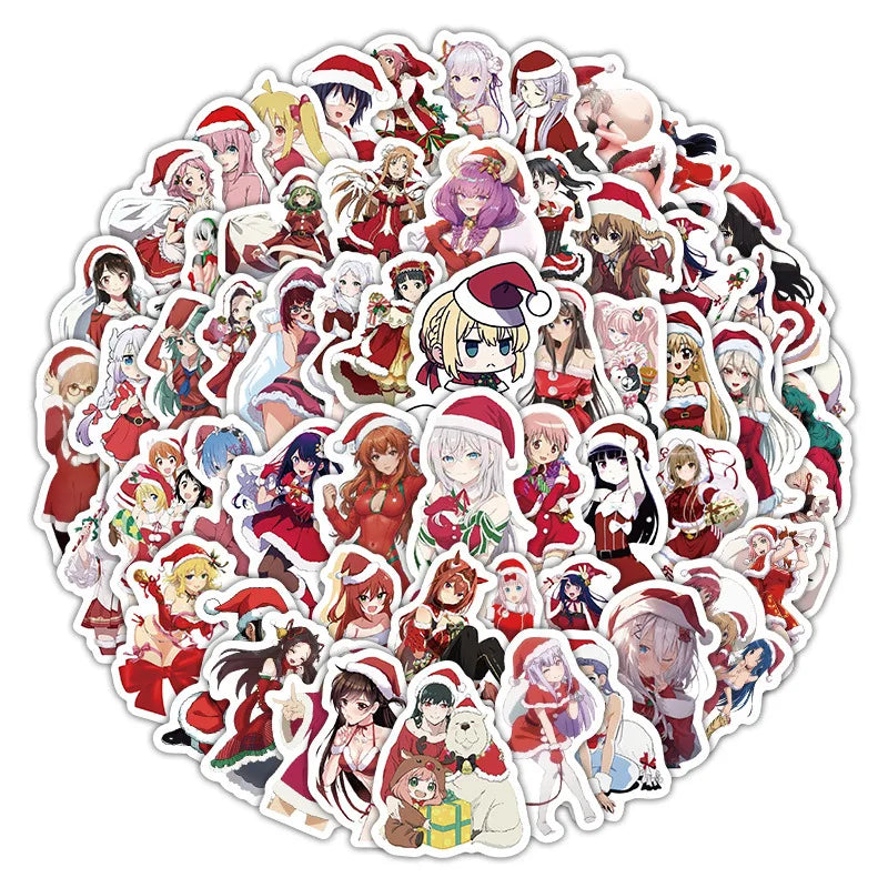 10/30/60PCS Christmas Cartoon Beauty Personality Graffiti Creative Sticker Toy Skateboard Guitar Computer Refrigerator Decals (Online Order Only)